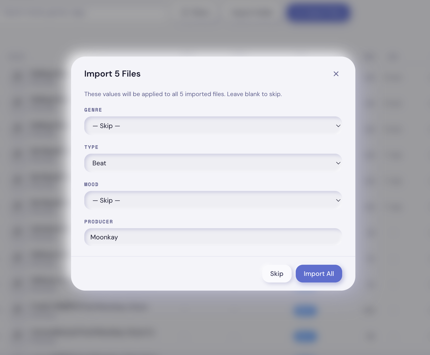 Importing tracks into Vault